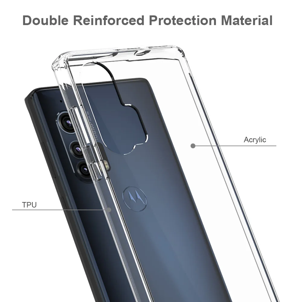 Slim Hybrid Cover Air Cushion Fitted Case Flexible TPU With Clear Back Panel Shockproof Shell For Motorola Edge Plus Moto Edge+