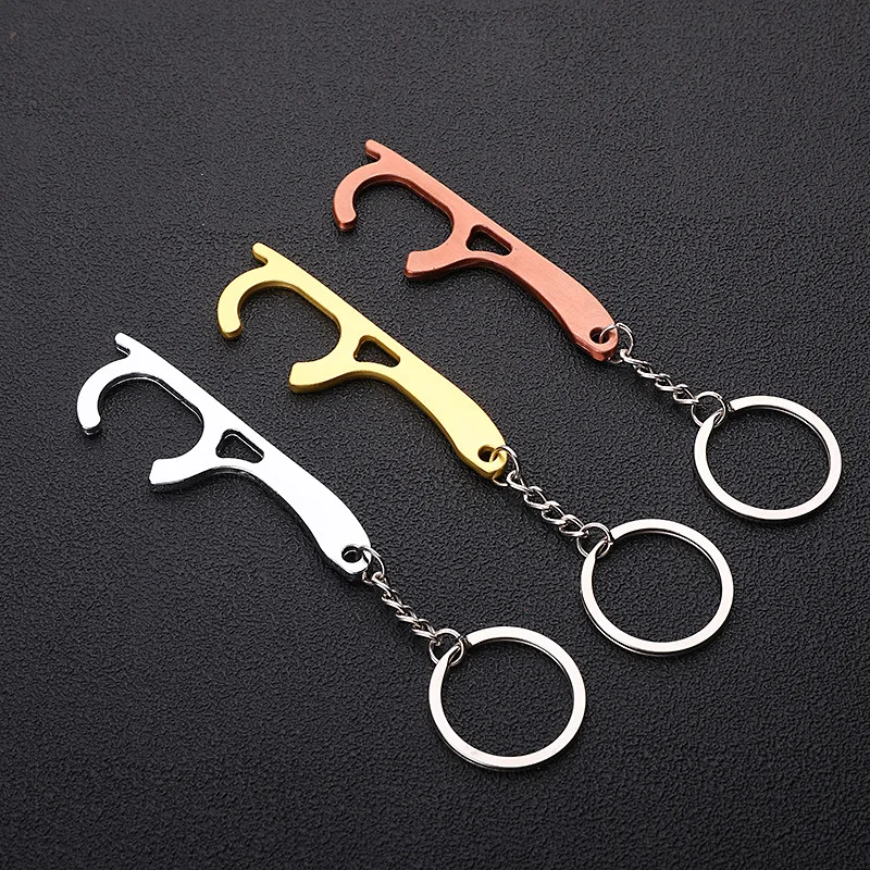 1/2/5pcs Keychain Metal Prevention Against Contact The Door Elevator Artifact Multifunctional Key Ring Anti-Virus Keychains | Украшения и