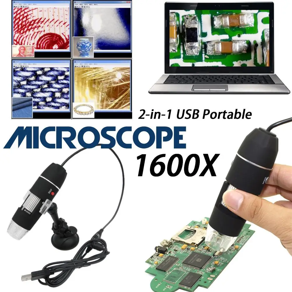 Цифровой USB микроскоп с увеличением 1600 мегапикселей 8 светодиосветодиодный