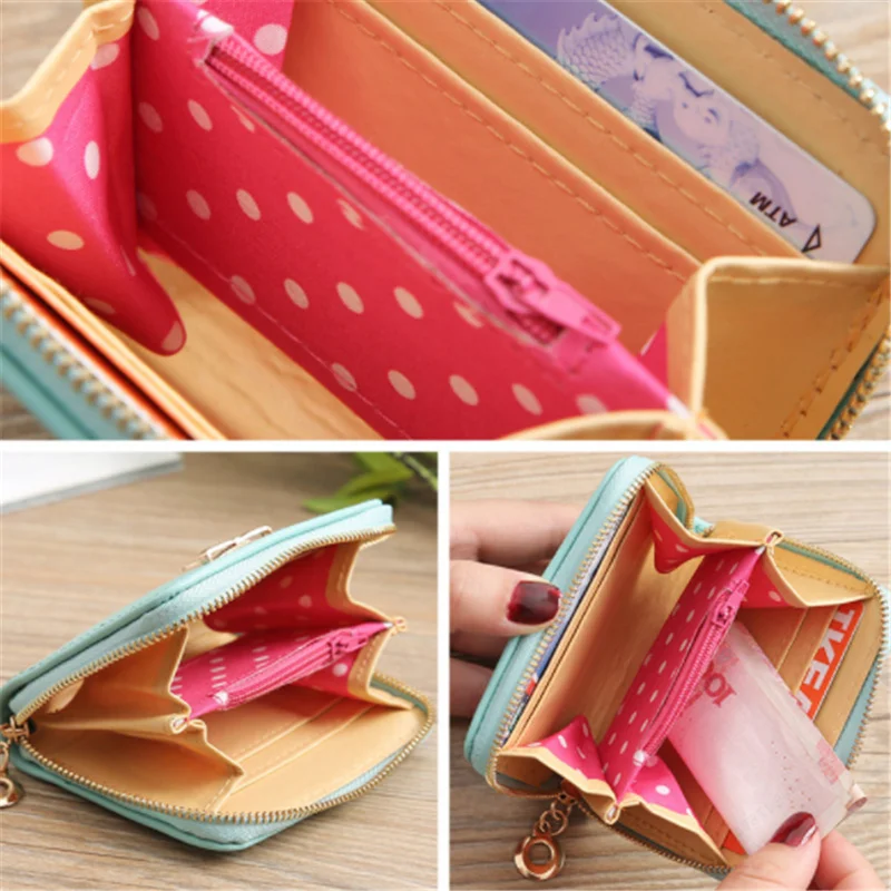 Кошелек женский из искусственной кожи короткий с бантом мешок для монет кошельки