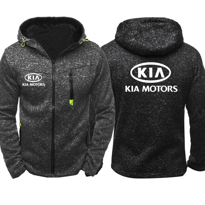 Hoodies Men KIA Car Logo Print Casual Hip Hop Harajuku Long Sleeve Hooded Sweatshirts Mens zipper Jacket Man Hoody Clothing - Цвет: 804