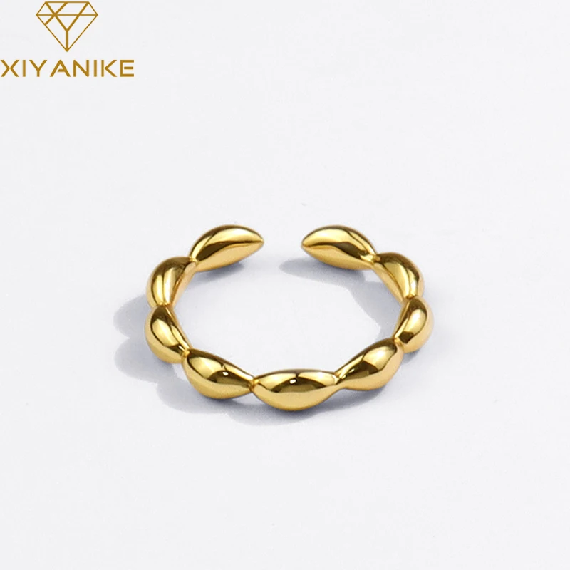 

XIYANIKE Silver Color Korean Drop-like Connect Ring Simple Unique Geometric Open Fashion Retro Jewelry Wholesale Couple