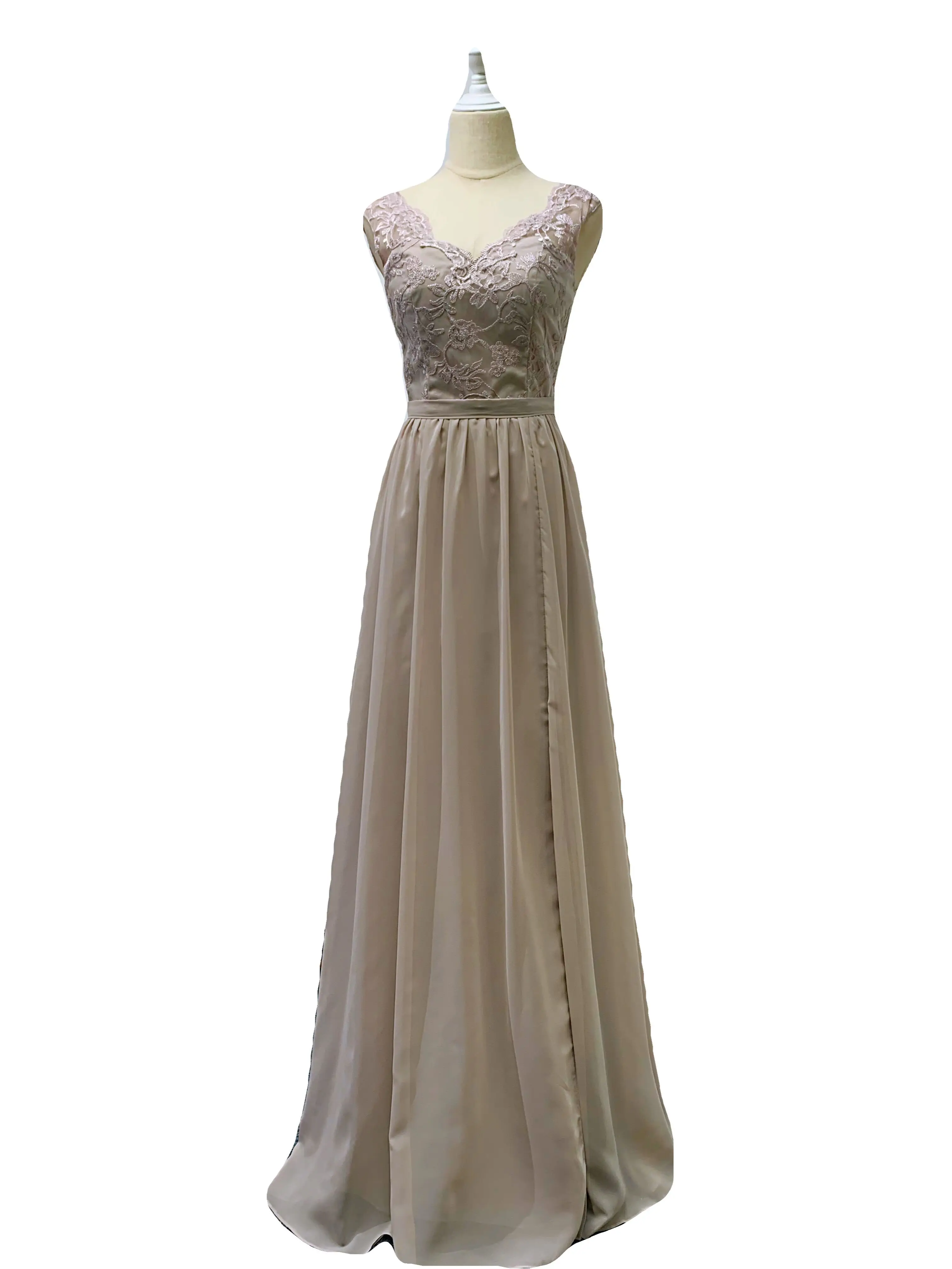 Светло-серое кружевное шифоновое вечернее платье 2020 Новое шитье бисером luckgirls