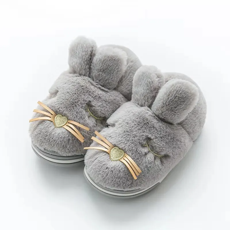 Зимние Детские домашние тапочки для мальчиков и девочек милая хлопковая обувь с
