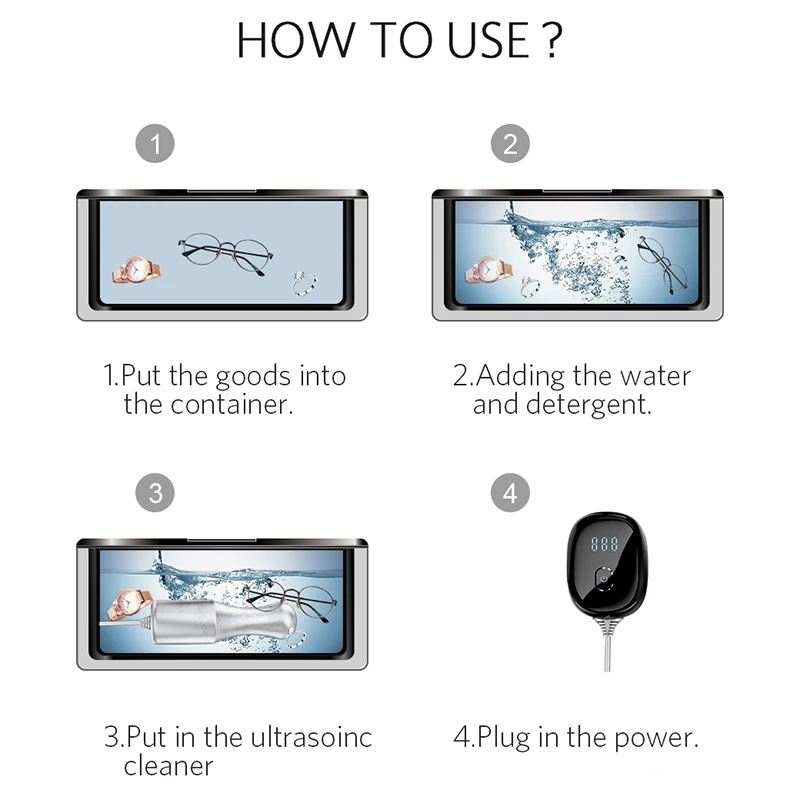 Портативный 100 вт ультразвуковой очиститель фруктов овощей ювелирные изделия