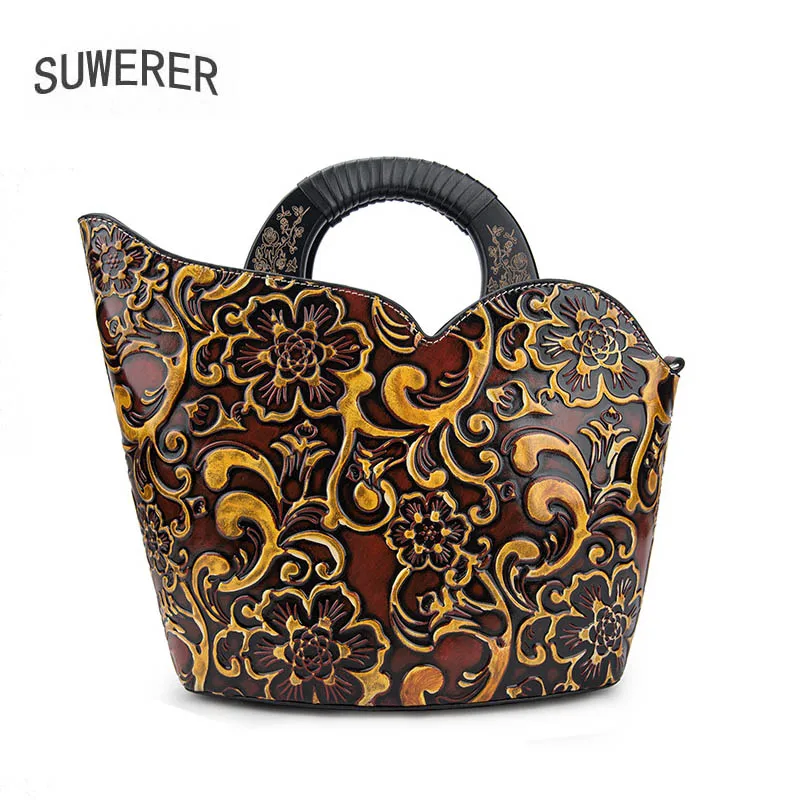 Новинка 2020 винтажная сумка SUWERER из воловьей кожи с тиснением модная женская