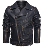 leather winter jacket men fashion motorcycle pu leather jacket cool zipper pockets coats eu size