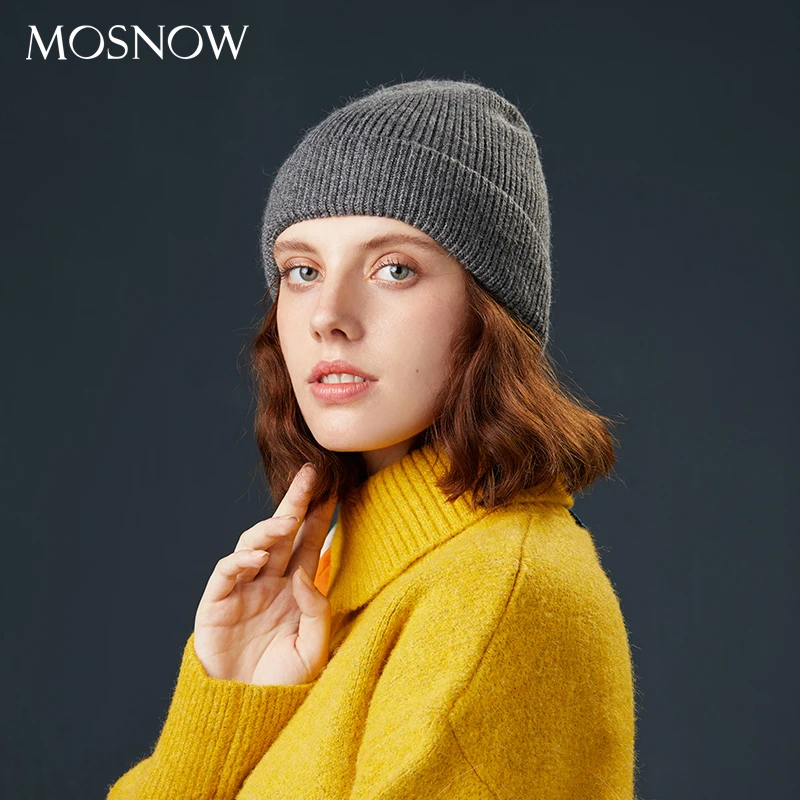 Женская модель повседневная Осенняя вязаная шапка облегающие шапки женская из