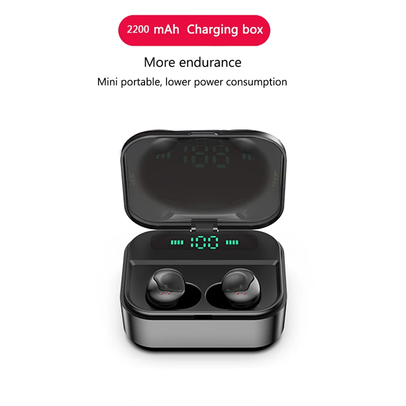 TWS Ture wireless stereo LED Screen Display Earphone Wireless Earbuds Bluetooth Earphones with 2200mAh Power Bank | Электроника