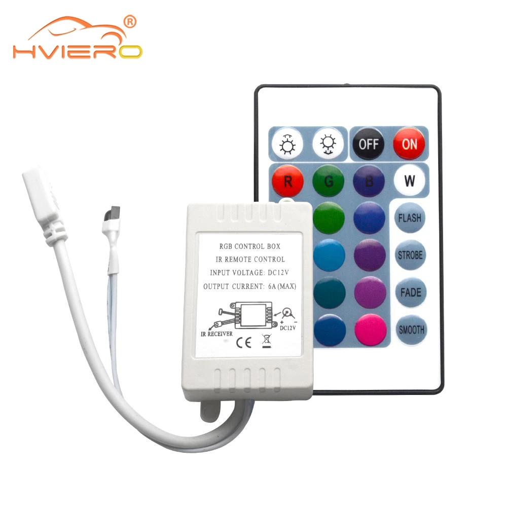 

LED RGB Controller 24Keys DC12V IR Remote Wireless Controller Lamp Dimmer Controller for SMD 3528 5050 RGB LED Strip Lights