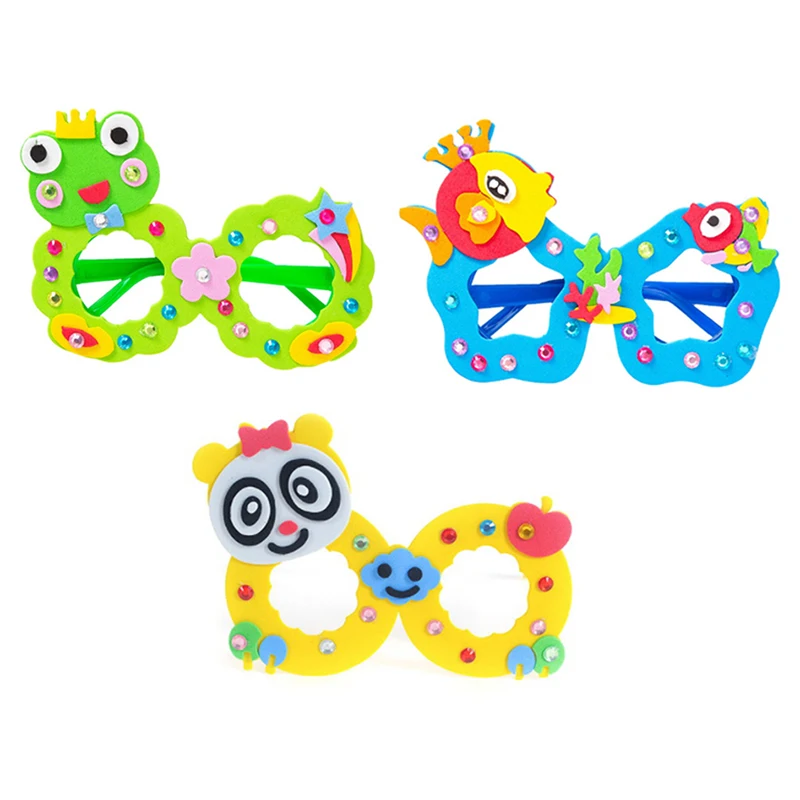 

New Arts Crafts Diy Toys Cartoon Glasses Baby Crafts Kids Puzzles Educational For Children's Toys Fun Party Diy Girl/Boy Gift