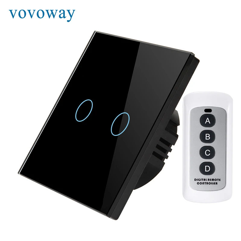 Vovoway EU Glass panel touch switch light wireless control 2 Gang AC110V 220V |