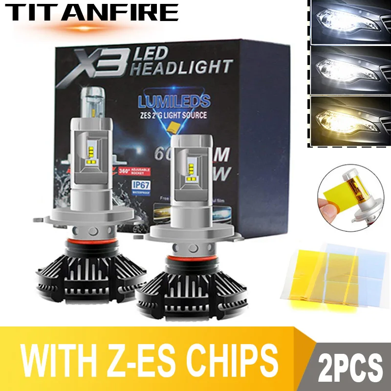 

DS 2Pcs/lot LED Headlights Conversion Kit Bulbs H1 H11 HB3 9005 9006 Lights 50W 6000LM Auto X3 ZES Car H4 3000K/6500K/8000K