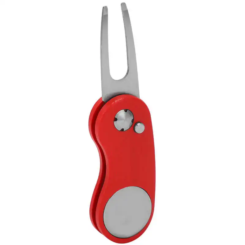 

Drop Marker Stainless Steel Foldable Divot Repair Tool Automatic Spring Foldable Fittings Pitch Cleaner