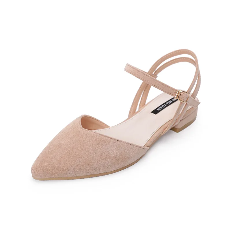 Сандалии женские с закрытым носком босоножки пряжкой и ремешком узкие ремешки