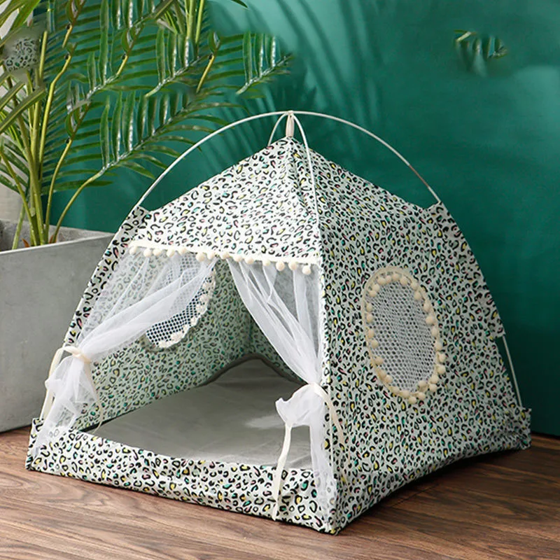 Pet Tent House Cat Bed Portable Teepee Thick Cushion Available for Dog Puppy Outdoor Indoor Linen Supplies | Дом и сад