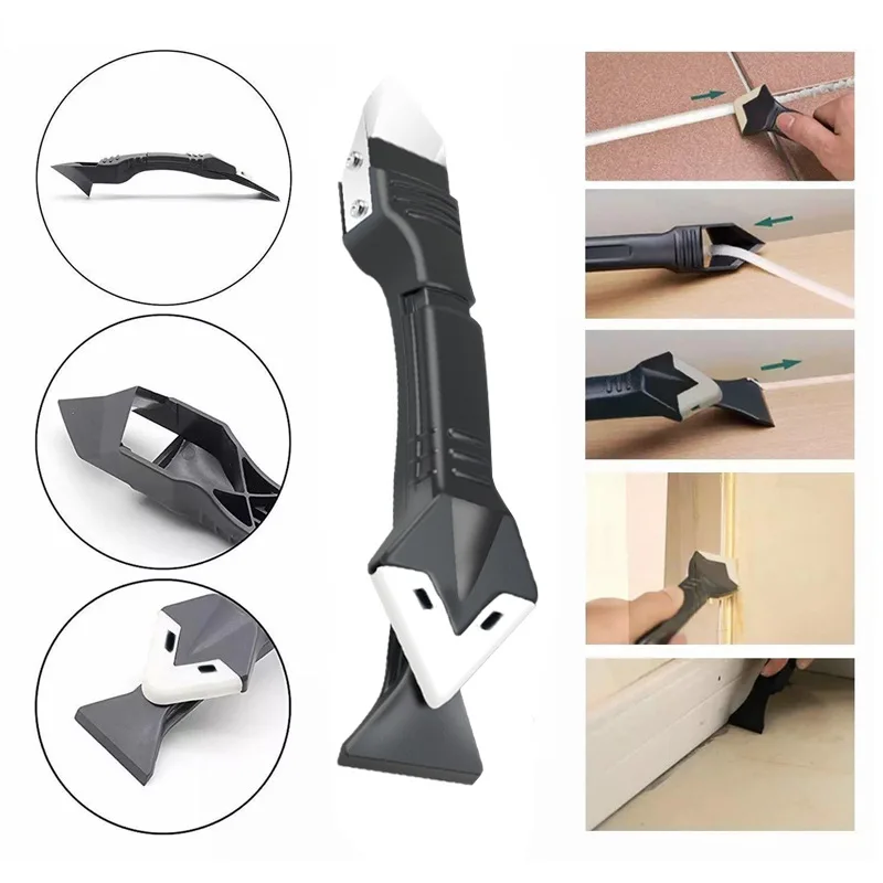 

Creative 5In1 Silicone Remover Caulk Finisher Sealant Smooth Scraper Grout Kit Tools Plastic Angled Hand Tools Set Accessories