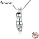 BAMOER высокое качество гладкая 925 пробы серебро милый кот длинный хвост ожерелья и кулоны S925 ювелирные изделия SCN032