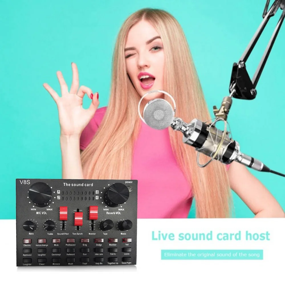 

Multi-functional Live Sound Card BM800 Microphone Set Audio Recording Equipments (Black)