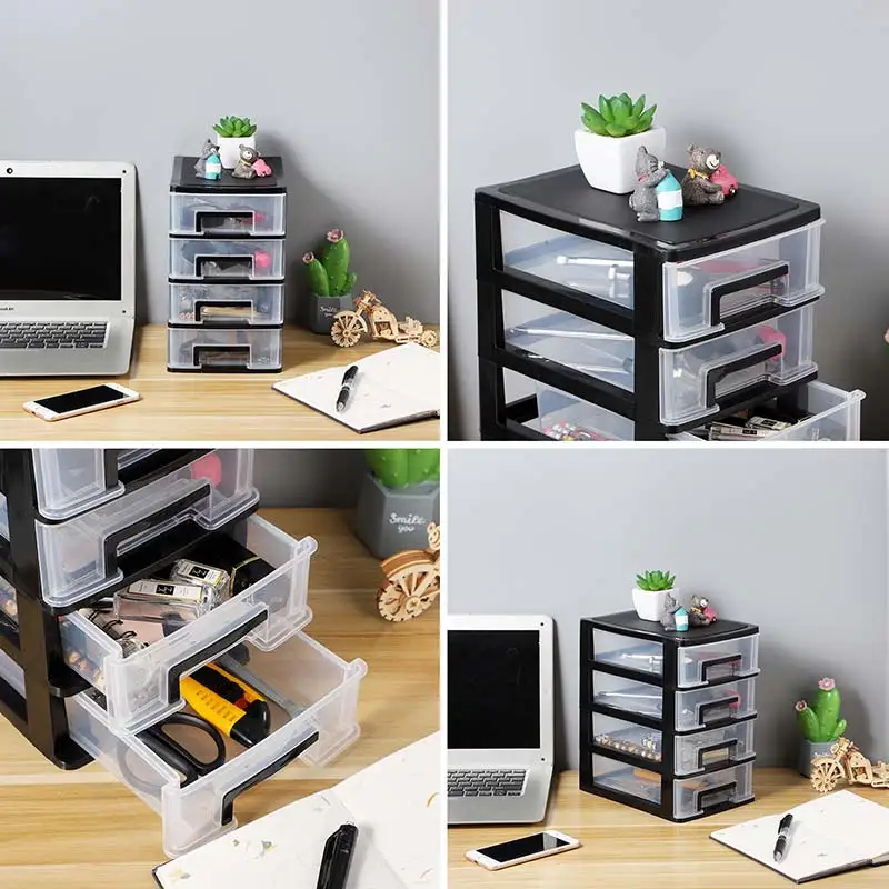 4-layer Transparent Desktop Drawer Storage Box Mini Cosmetic Cabinet Organizer Sundries Holder Home Office |