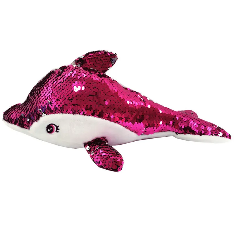 Rose dolphin ; плюшевый дельфин с блестками; Мягкие плюшевые игрушки с реверсивными блестками; креативные подарки для детей и друзей - Цвет: Rose dolphin