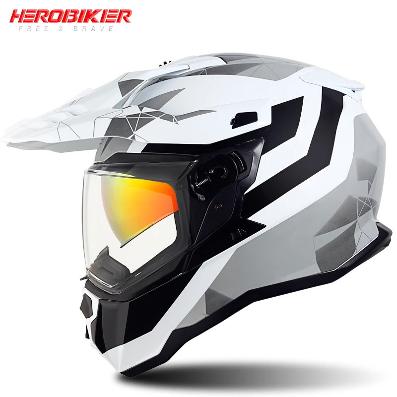 

Motorcycle Trip Full Face Helmet Off-road Double Lens Removable Lining Breathable Outdoor Cycling ECE Certification Motocross