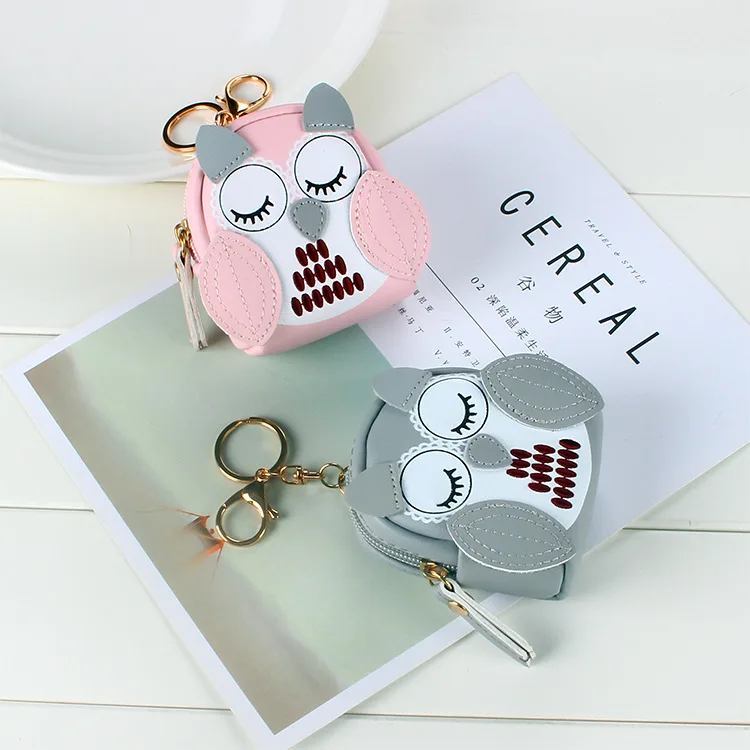 

Cute Owl Coin Purse Keychain for Kids Small Car Key Wallets Card Holder Earphone Storage Bag Women 2021 Kawaii Portfel Damski