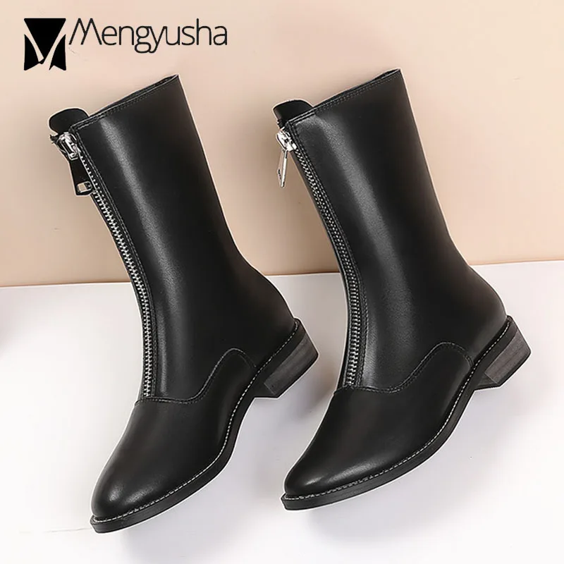 Брендовые Сапоги на молнии женские короткие сапоги с застежкой молнией спереди