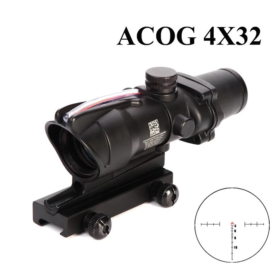 Оптический прицел DREAMY ACOG 4X32 оптический из настоящего волокна с красной точкой и