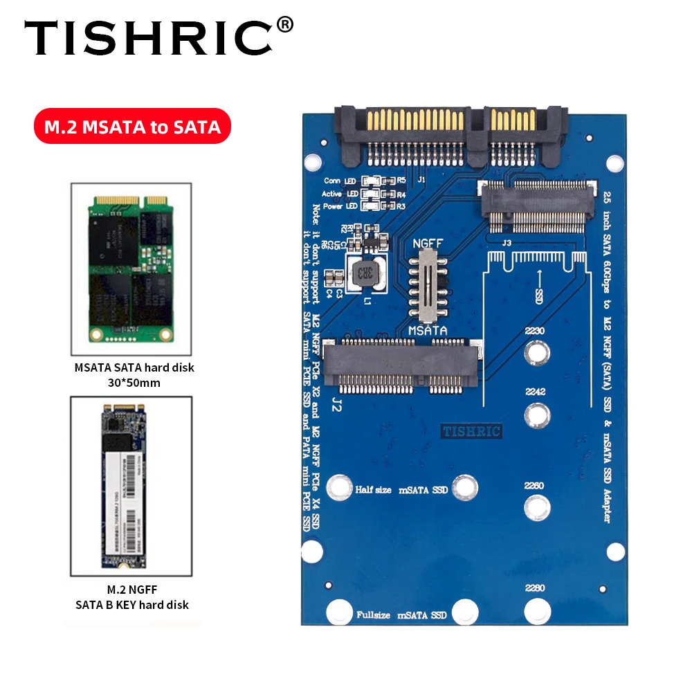 Конвертер TISHRIC M2 на SATA адаптер Sata NGFF SSD 2 5 дюйма 6 0 Гбит/с MSATA-SATA конвертер для ПК |