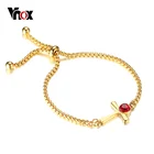 Vnox темпераментный регулируемый браслет с красным сердцем из фианита, очаровательный браслет для женщин и девушек из нержавеющей стали, женские элегантные ювелирные изделия Вечерние