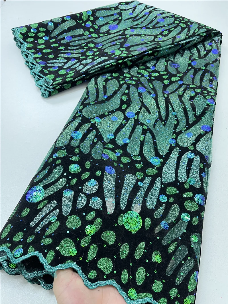 

PGC African Sequins Tulle Mesh Lace Fabric 2021 High Quality Lace Nigerian Lace Fabric For Women Party Wedding Dress YA4087B-7