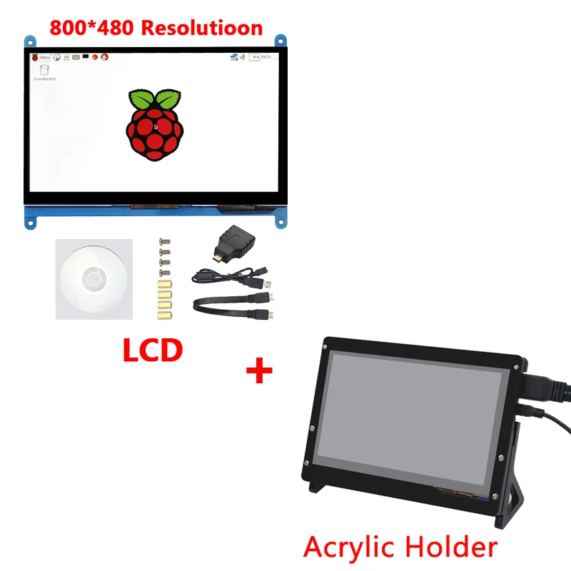 7 дюймов Raspberry Pi 4 сенсорный экран 1024*600/800*480 Raspberry Pi 4 ЖК-Дисплей HDMI TFT монитор для Raspberry Pi 3 Model B 3B