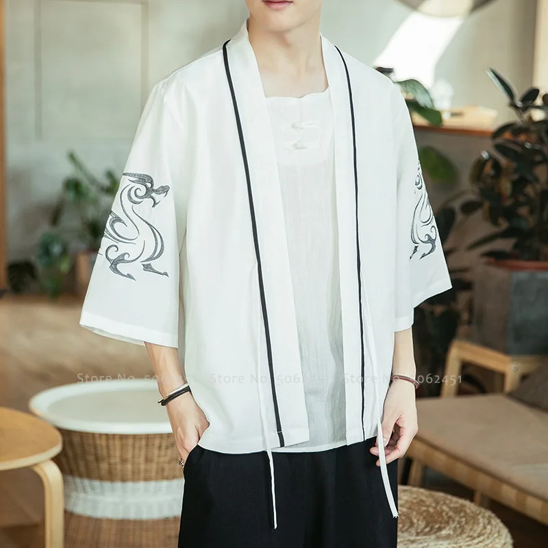 Пальто в китайском стиле ретро-Мантия ханьфу костюм кунг-фу Тан мужское японское