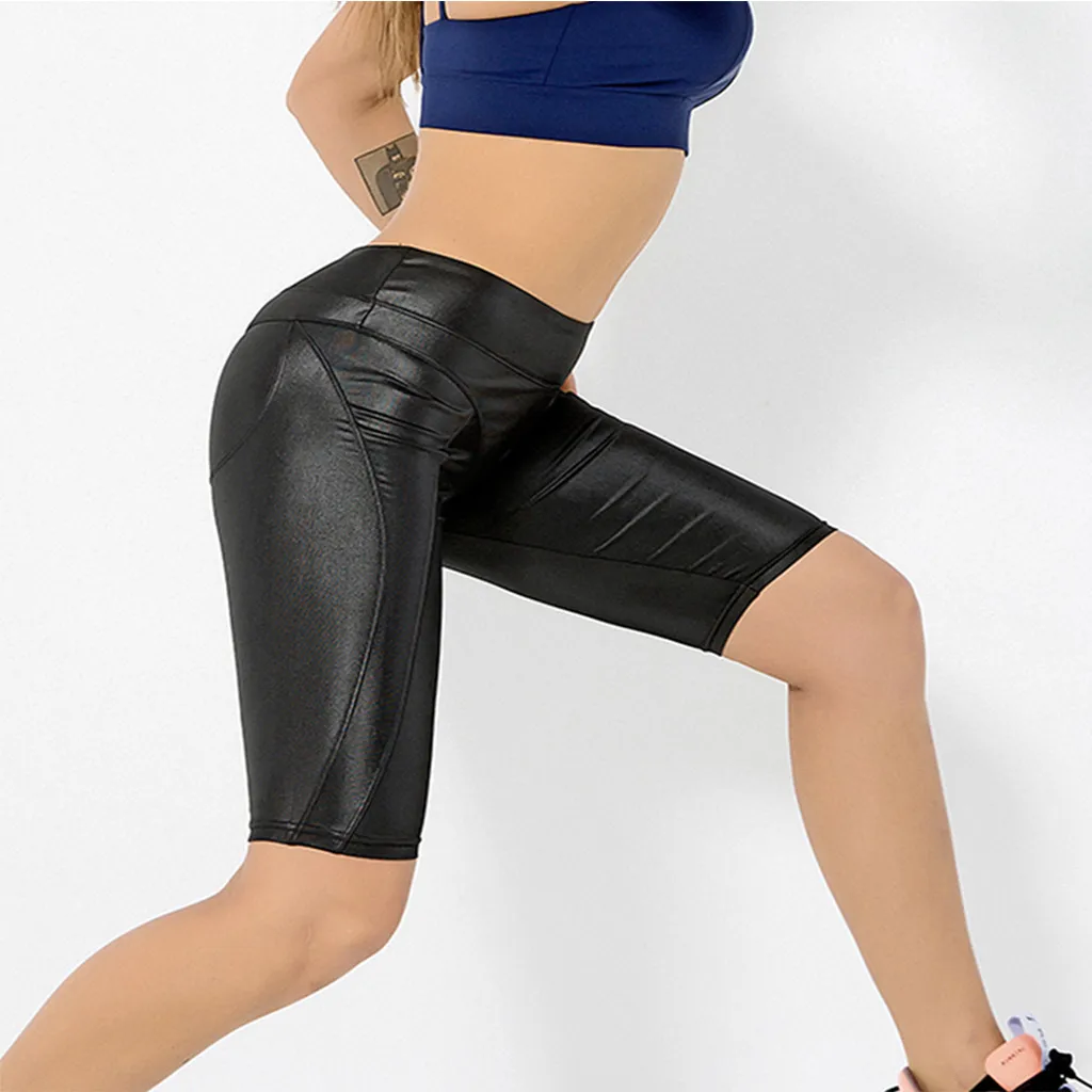 Женские Штаны Для Йоги эластичные однотонные сексуальные брюки средней длины