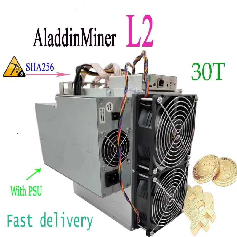 Новый BTC BCH bitcoin miner AladdinMiner L2 30T SHA256 Asic с PSU экономичная доставка майнинга сервера в