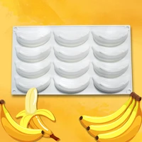 new product 12 banana silicone mould chocolate silicone mold diy handmade soap mold banana mousse cake molds wholesale