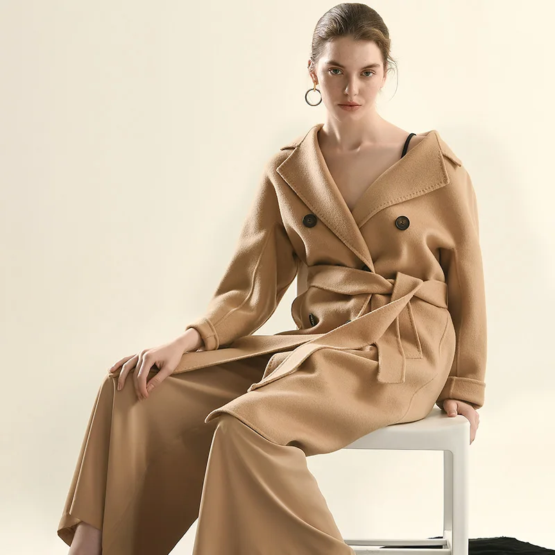 Шерстяное пальто для женщин 100% шерсть классический дизайн однотонное 3 цвета