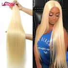 613 пряди прямые человеческие волосы пряди 28 30 дюймов перуанские волосы плетение наращивание 1 3 4 пряди Lemoda волосы Remy, блонд, 613 волос