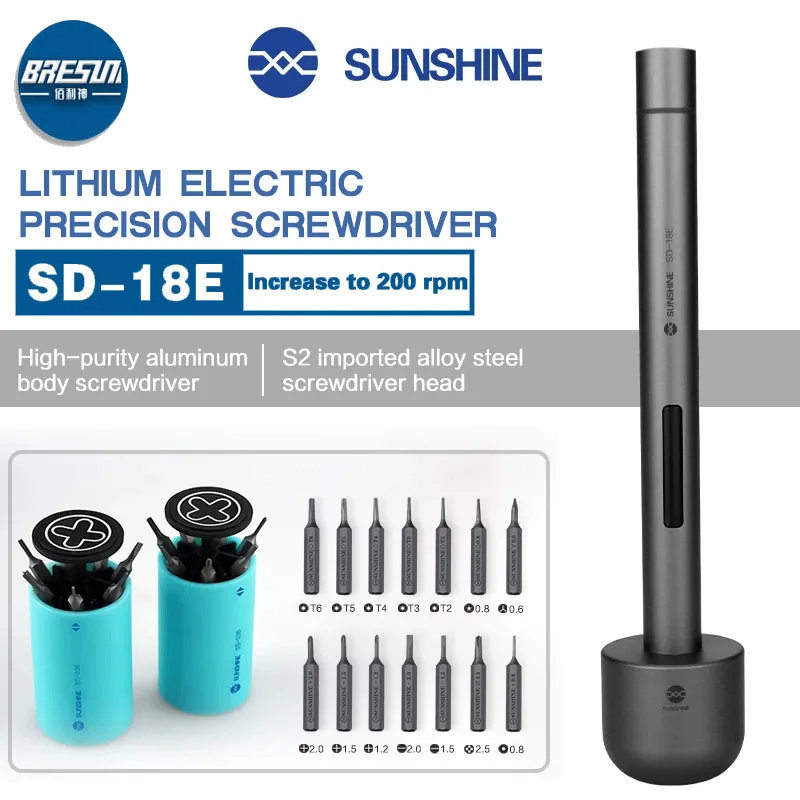 

Электроотвертка Sunshine SD-18E, набор высокотемпературных отверток из легированной стали S2 для iPhone, iPad, инструмент для ремонта кронштейна камеры