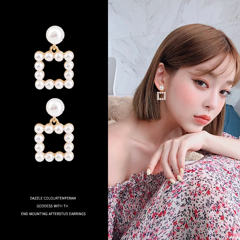 Новый дизайн корейские жемчужные серьги капельки для женщин круглые квадратные