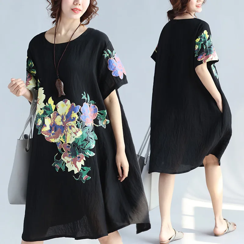 Платье женское с цветочным принтом модный элегантный топ свободного кроя