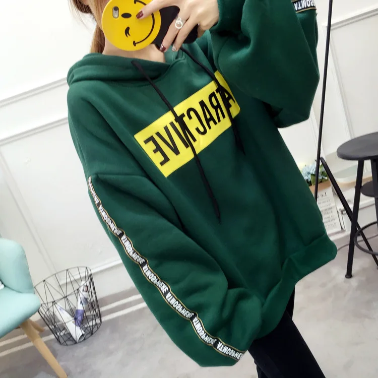 Женская осенняя и зимняя новая бархатная толстовка с капюшоном прошитая тесьма