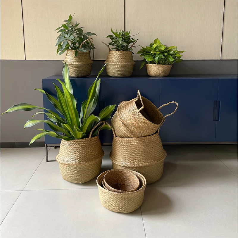 

Wicker Basket Woven Storage Basket Dirty Clothes Basket Collapsible Laundry Basket Rattan Decorative Pot Plant Flower Pot Garden