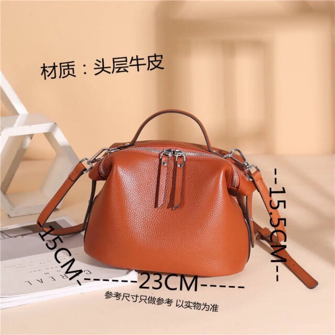 

Leather Women's Bag 2021 New Head Leather Tote Bag Fashion One Shoulder Bag Stiletto Bag Women's Boston Bag