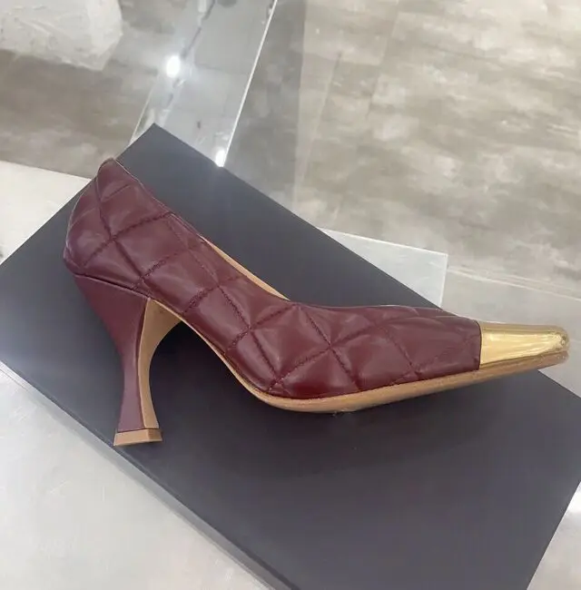 Мюли женские кожаные квадратный носок высокий каблук искусственная кожа пэчворк