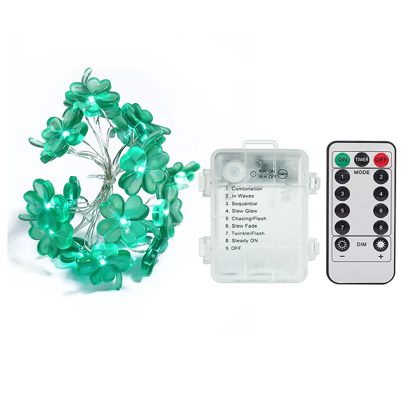 

4M Green Light String LED Strips Decorations Four Leaf Clover Home Decor Lamps Festival Party Lighting Ornaments