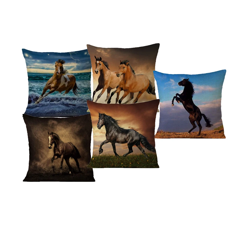 Наволочка для декоративной диванной подушки Чехол Животные коричневый и белый