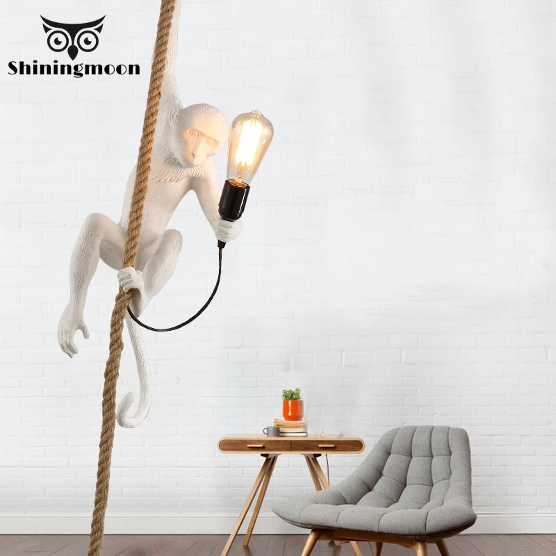 Скандинавская лампа в форме обезьяны смоляный подвесной светильник s ретро