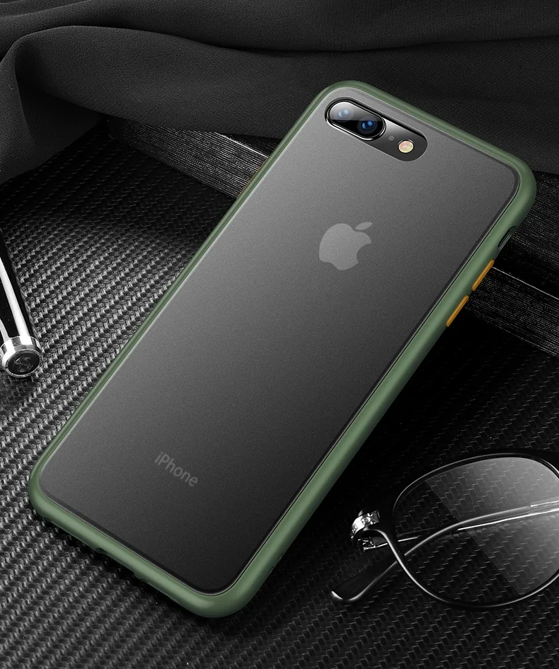 CAFELE чехол для телефона для iPhone 7, 8, 7 plus, 8 plus, PC, жесткая задняя крышка с силиконовым чехлом, чехол с мягкими краями, полупрозрачная задняя крышка для iPhone 7, 8 Plus